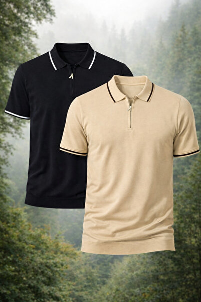 BELLİSİMO Set de 2 tricouri din tricotaj poloyaka pentru bărbați, din bumbac ...