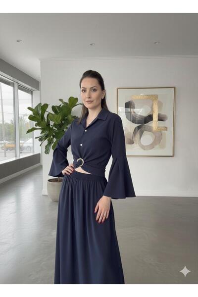 lesclees Women's Spanish Sleeve Tie-Up Belted Shirt