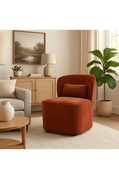 Arnohome كرسي استرخاء مودرن- قماش مخملي ناعم مع وسادة دعم إضافية