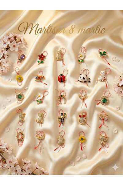 OEM Set 50 Martisoare tip personaj din metal, cu snur alb-rosu, ambalate indi...