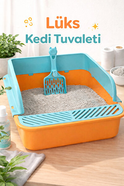 Arkhelais Kedi Tuvaleti - Kürek Hediyeli - Sıçrama Önleyici Tasarım