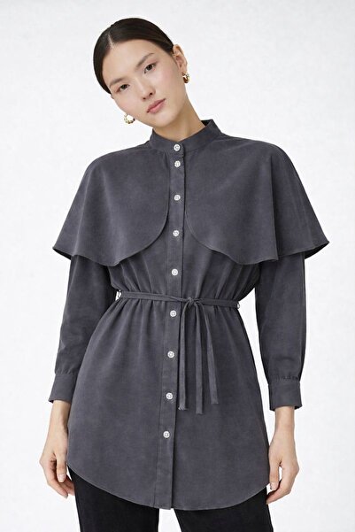 HAKKE Kadın Pelerin Detaylı Düğmeli Salaş TUNİK