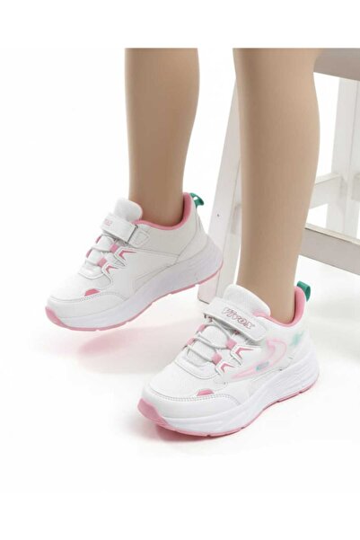McDark White Girls' Orthopedic Sports Shoes with Velcro and Laces