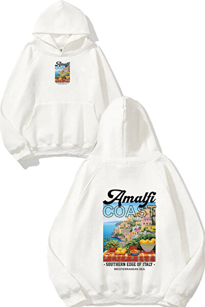 urbvn سويت شيرت أبيض كبير الحجم بطبعة تصميم أمالفي