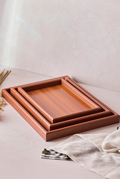 Perotti Toronto Walnut 3-Piece Wooden Tray 30*35*40 cm