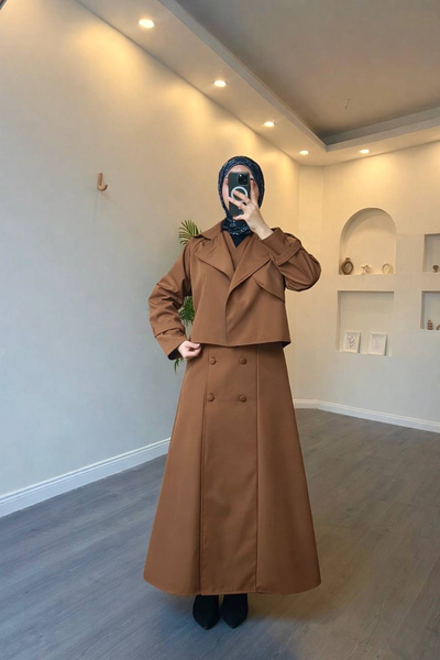 Esre Store 4570 - Bondit Fabric Double Hijab Set Brown