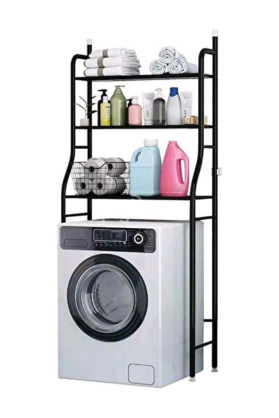 Generic ALMUFARREJ Washing Machine Rack Storage Black 68x25x152cm