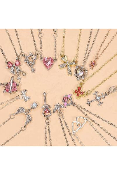 Ervalina قلادات متنوعة بأشكال أحجار ملونة (شحن مختلط)