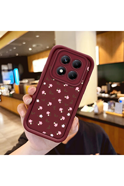 Hontinga Simple Maroon Silicone Phone Case Compatible with Redmi Note 14 Pro ...