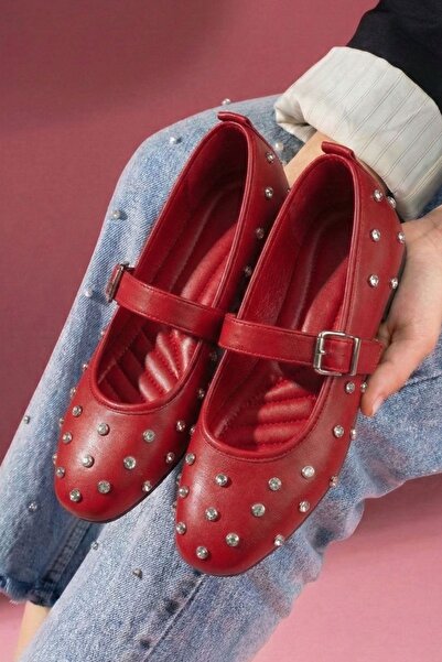 FUGA MODA Аржентински червени кожени кристални обувки с колан и каишка