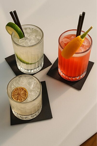 alenked مناديل أيرلايد منسوجة مقاس 20×20 سم باللون الأسود للكوكتيل والبار وال...