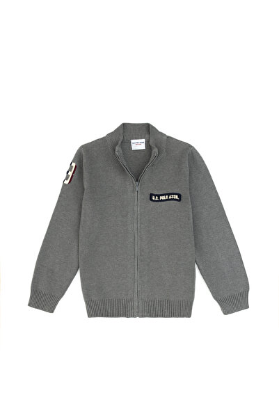 U.S. Polo Assn. Boy's Gray Melange Knitwear Cardigan 50317164-Vr109