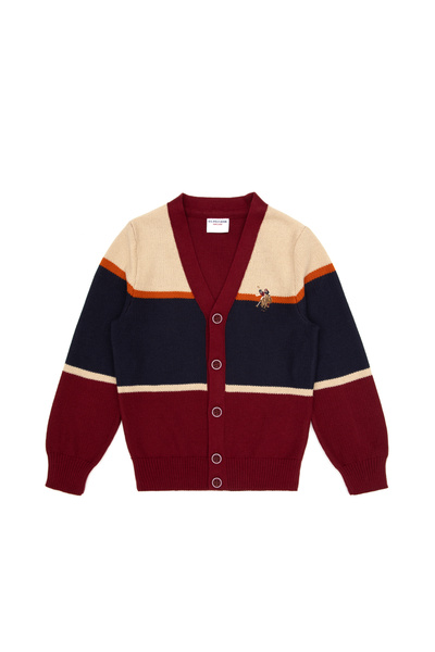 U.S. Polo Assn. سترة تريكو للأولاد باللون العنابي 50317116-VR014