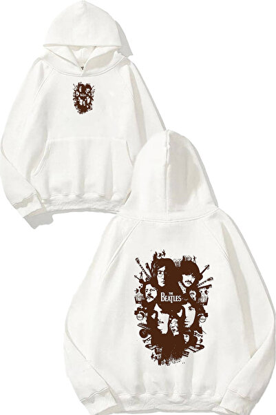 urbvn سويت شيرت أبيض كبير الحجم بطبعة تصميم البيتلز 5