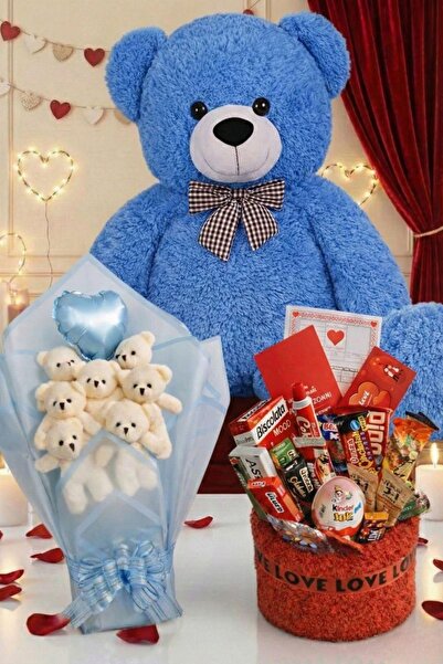 Solemia 3’lü Sevgililer Günü Hediye Seti | 90 Cm Peluş Ayı, Love Çikolata Sep...