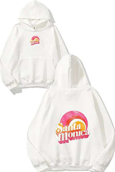 urbvn سويت شيرت أبيض كبير الحجم بطبعة تصميم سانتا مونيكا