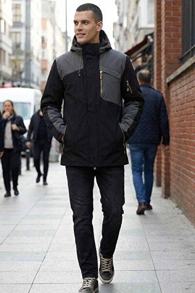 lumberjack Men's Black Gray Coat - Water Repellent Windproof Hooded - Premium...