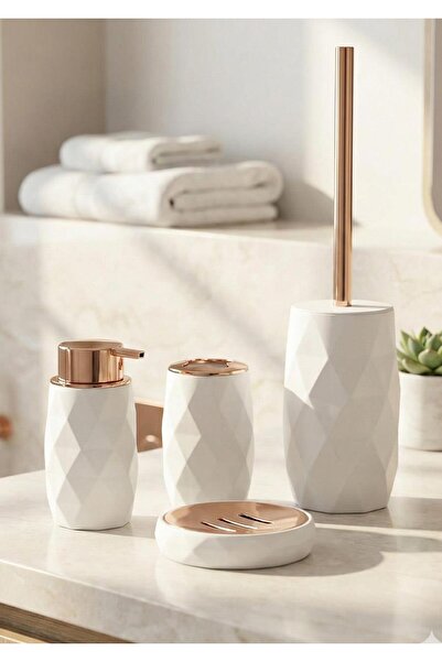 HomeTarz Acrylic Rose Bathroom Set - 4 Pieces, White