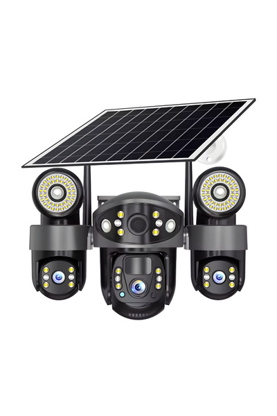 MaGeCa Camera de supraveghere tripla cu panou solar MaGeCa, Conexiune 4G, 6MP...