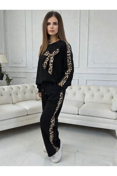 GLAMSI Casual outfit with animal-print inserts and bow