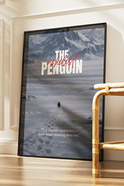 Yoko Home Wooden Framed Nihilistic Penguin Themed Decorative Painting, Modern...