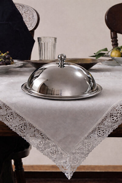 Beige & Stone Metal Handle Fan-Shaped Container Stainless Steel Silver 18 cm ...