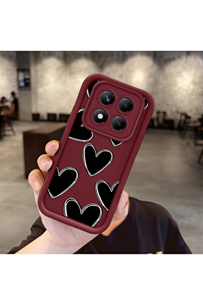 Hontinga Heart Shockproof Simple Maroon Silicone Phone Case Compatible with R...