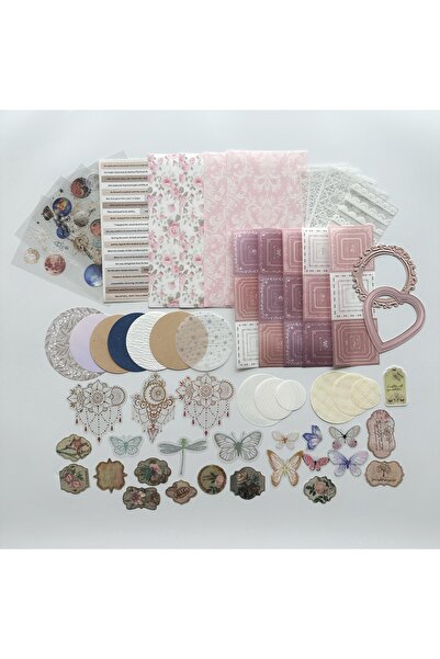 Onwize Romantik Vintage Scrapbook Seti – 55 Parça Kağıt & Sticker