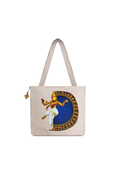 The Purani Jeans Artistic & Elegant Denim Tote Bag, "White" Multi-purpose Bag...