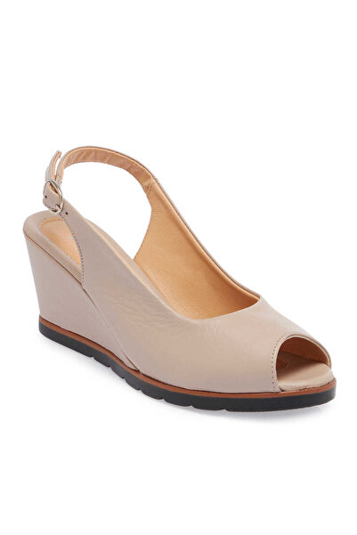 Tergan Bej Hakiki Deri Kadın Sandalet - K25Y1SN67754-A59