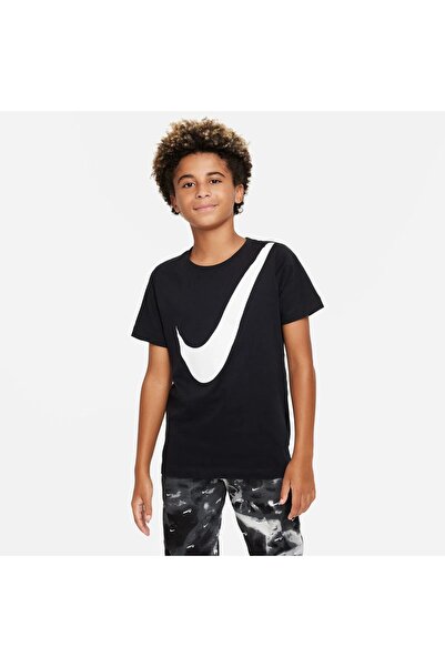Nike Sportska odeća Swoosh Velika deca Crna Ležerna T-shirt