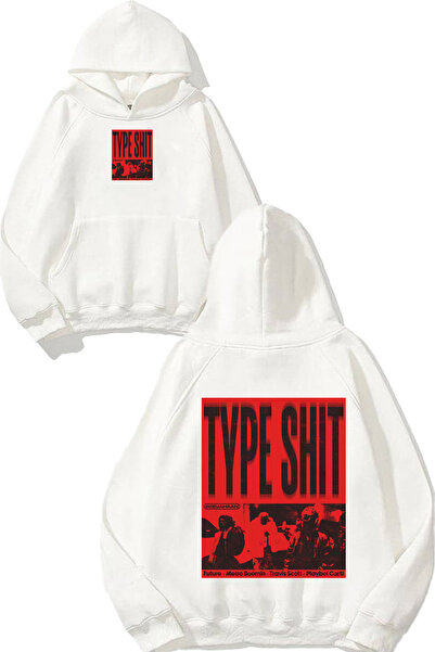 urbvn سويت شيرت أبيض كبير الحجم بطباعة تصميم تايب شيت