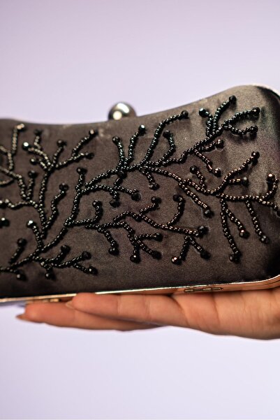 Handmade Boncuk işlemeli saten çanta