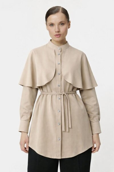 HAKKE Kadın Pelerin Detaylı Düğmeli Salaş TUNİK