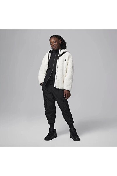 Nike Jordan Jacquard Sherpa Kız Çocuk Beyaz Günlük Polar Sweat Ceket