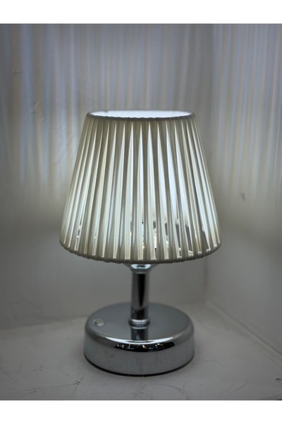 Maison Avf Beyaz Deri Kablosuz Şarjlı Masa Lambası - Alt Gümüş