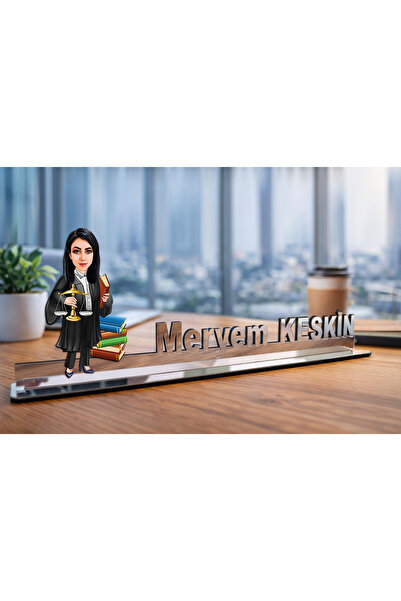 MK Sanart Kişiye Özel Karikatürlü Avukat Hakime Masa İsimliği - Kadın Hukukçu...