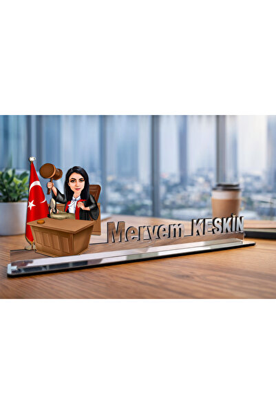 MK Sanart Kişiye Özel Karikatürlü Avukat Hakime Masa İsimliği - Kadın Hukukçu...