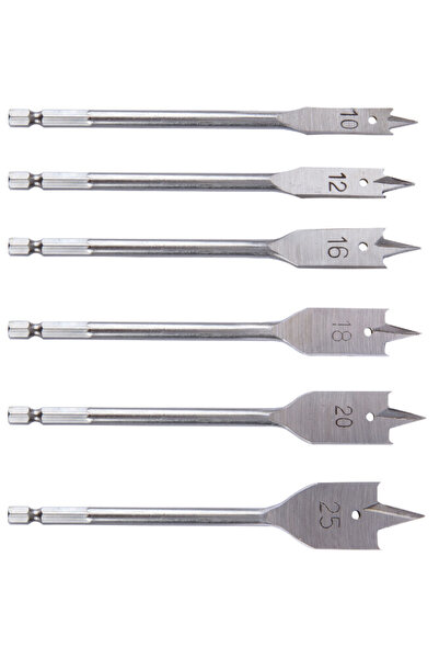 Evotools Flat Wood Drill Bit 6 Pcs 1103 - Drill diameter 10 - 25 mm