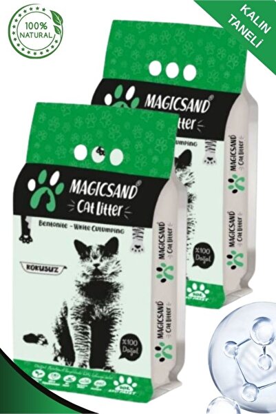 magicsand Kokusuz Kalın Taneli 10lt x 2 adet Bentonit Kedi Kumu