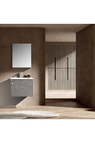 Milano Luxe Marina Vanity, Grey Plywood Bathroom Vanity with LED Mirror & Was...