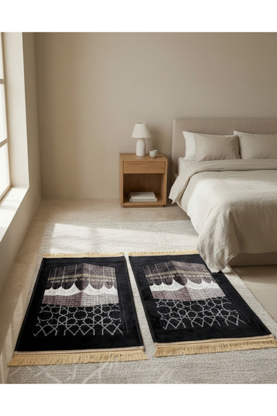 Segadty باكج 1+1 سجادة صلاة الكعبة المشرفة، تصميم روحاني للاستخدام اليومي، خف...