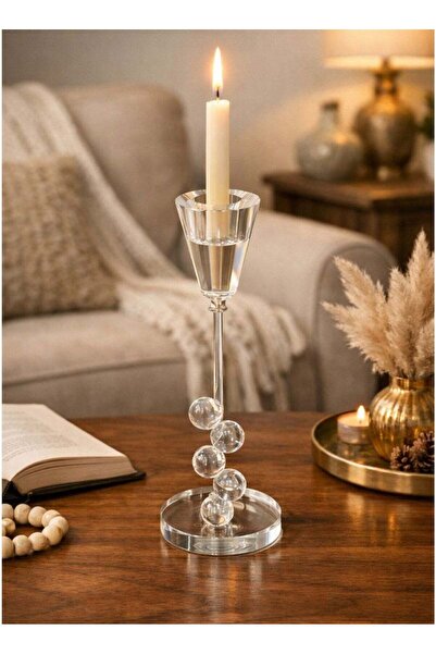 ALQANNAS Elegant Silver Steel Candle Holder with Crystal Glass, Luxury Decora...