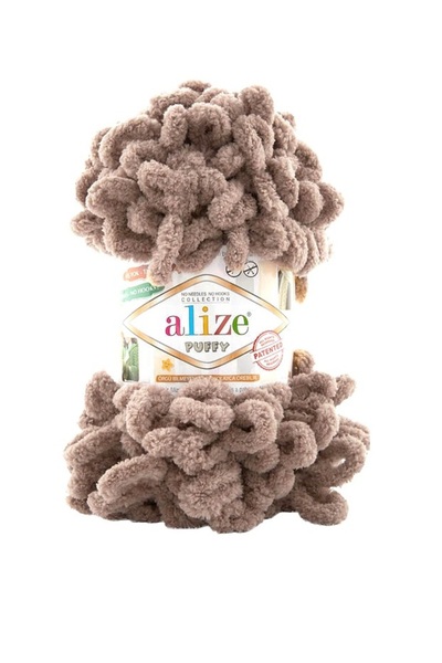 Alize Puffy Kendinden İlmekli Örgü Ipi 329 Sütlü Kahve 1 Adet