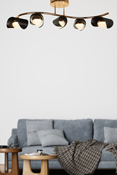 Begüsa Aleksa Ledli 5.Li Avize Gold Kaplama