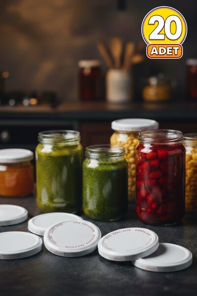 JASPER 20 Pieces White 82 mm Metal Jar Lids