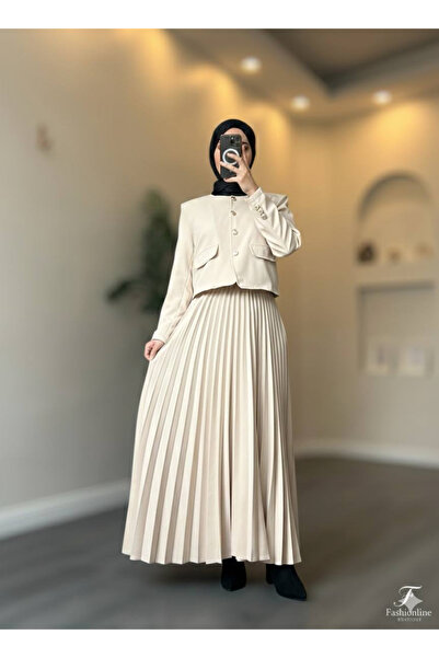 Esre Store 4566 - Double Crepe Fabric Hijab Double Set Beige