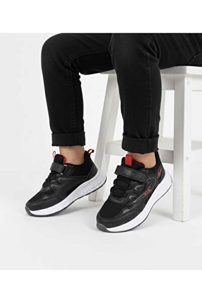 McDark Black Red Unisex Children's Orthopedic Sports Shoes with Velcro and Laces