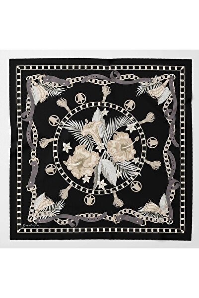 Zerafetim Twill Silk Scarf Black, Mink