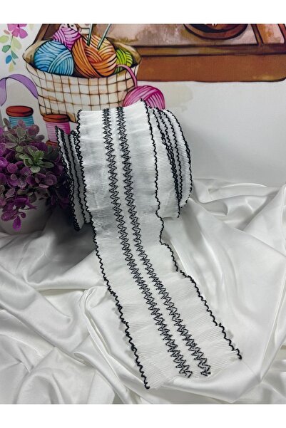 jasmina store Bandă plisată din șifon elastic cu margine neagră (1mt)